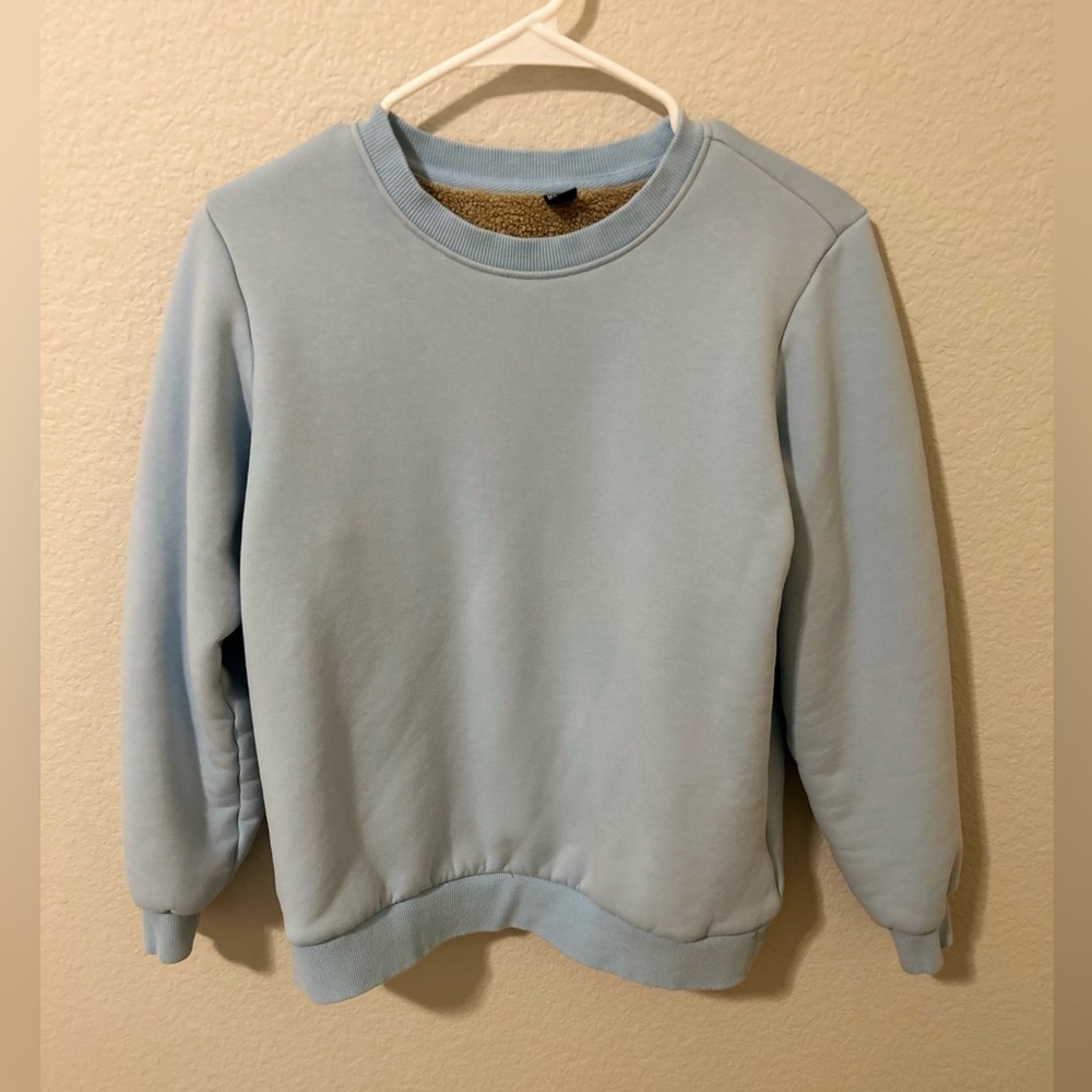 Sky Blue Women's Sherpa Lined Crewneck Sweatshirt Size Small - Picture 10 of 10
